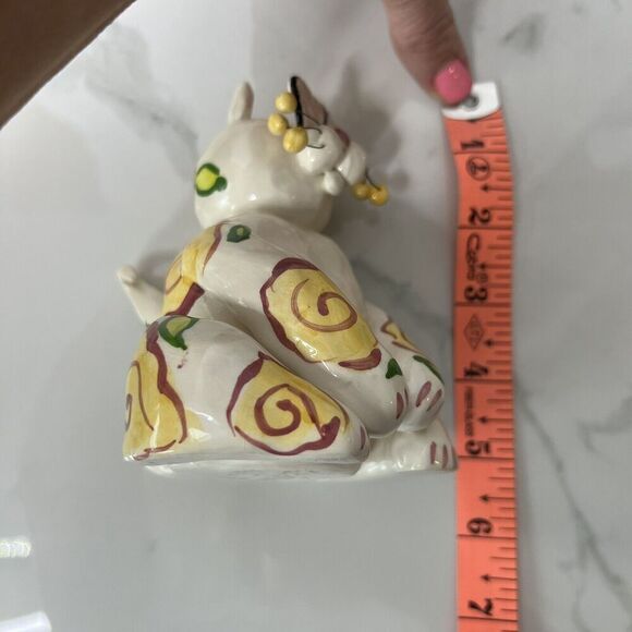 Lacombe WhimsiClay Heart Eye Floral Sitting Cat Figurine - Picture 9 of 10